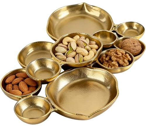Tazas De Servicio Conectadas De Rúster | Decoración De Mesa Planta Moderna Y Decorativa - Bandeja De Servicio Dorado En Rúster | Para Snacks Postres Aperitivo Frutas Buffet Fiestas Boda