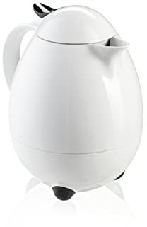 Leifheit Columbus 1, 0 L Isolierkanne, 100% dicht, Thermoskanne mit bewährter Aromataste, praktisches Öffnen und Schließen mit einer Hand, Kaffeekanne, Teekanne, weiß, hochglanz