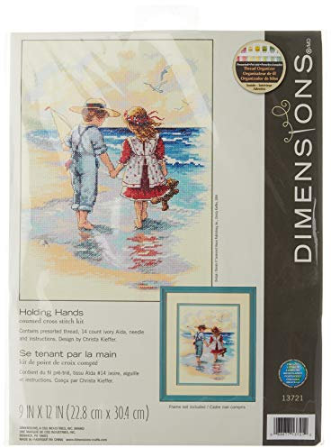 Dimensions - Kit punto croce, bambini per mano al mare, 23 x 30 cm
