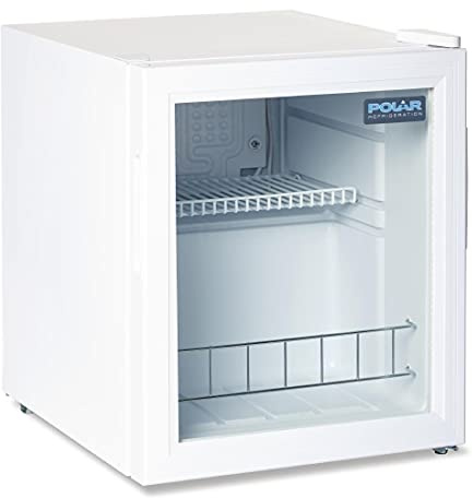 Polar Refrigeration C-Series 85 W Countertop Display Fridge 46 Litre, White, Size: 510(H) x 430(W) x 480(D) mm, Double Glazed Glass Door, 4° to 18°C, Energy Rating D, Drinks Fridge, DM071