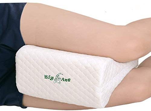 Big Ant Knee Pillow with Elastic Strap, Memory Foam Leg Pillow Best for Side Sleepers/Lower Leg/Back/Hip/Knee/Joint, with Washable Cover,revoget alignment pillow relieve hip pain &sciatica-White