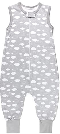 TupTam Sommerschlafsack Baby mit Füßen – Leichter Schlafsack Baby Sommer 0.5 TOG, OEKO-TEX, Farbe: Wolken Grau, Größe: 104-110