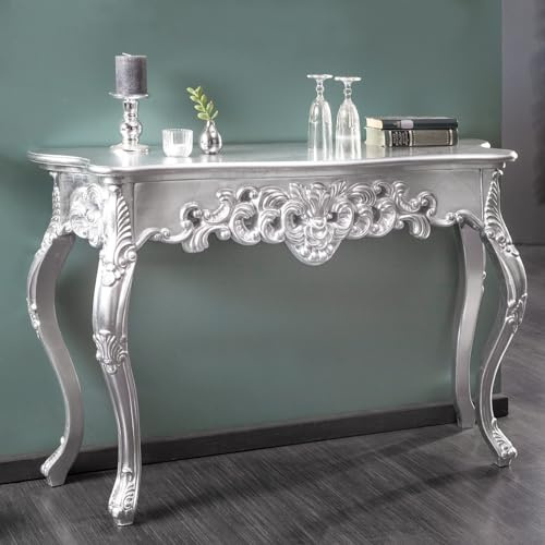 cagü romantische Konsole Florence Silber Antik in Barock-Design 110cm x 35cm