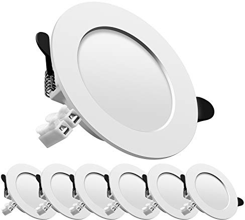 Tofisr LED spot encastré, extra plat, encastré lampe plafonnier plat rond,7W 700lumen equivalent 70W incandescence, AC175-265V, blanc chaud, pour salle de bain, salon, Lot de 6