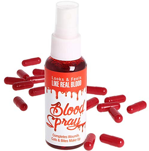 COM-FOUR® 17-teiliges Kunstblut Set, Blut-Spray und Blutkapseln | Vampir und Zombie Verkleidung
