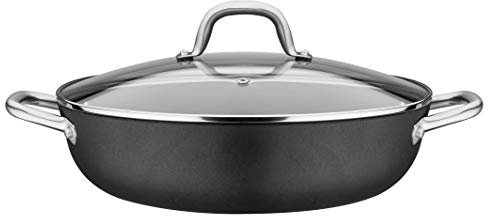 GSW 716499 Servierpfanne Robusta 30cm mit Glasdeckel, Gusseisen, Edelstahl rostfrei, 4.5 liters, schwarz