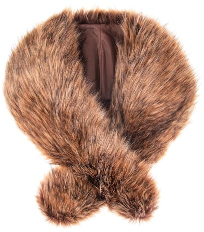 Futrzane Classic Stola - Lange Fellstola Damen - Fake Fur Pelzkragen Fell Schal
