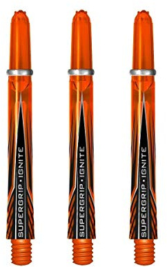 Ignite Harrows Supergrip Dart-Schäfte, Orange – wählen Sie Länge und Anzahl der Sets (45, 3 Sets (9 Schäfte))