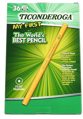 Ticonderoga My First Wood-Cased Pencils , #2 HB Soft, Without Eraser, Yellow, 36 Count (X33036)