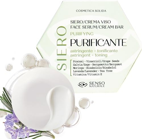 Senso Naturale Festes Gesichtsserum Reinigendes Adstringierendes, Mischhaut oder Fettige Haut, Gesichtscreme Beruhigende Wirkung Nachtmaske Intensive mit Vitamin E 100% Natürlich, Biologisch und Vegan