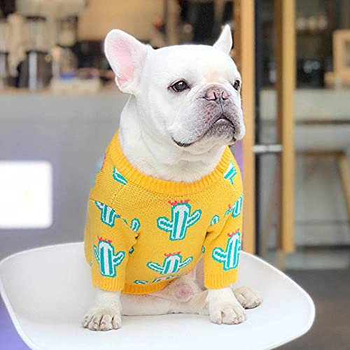 Haustier Hundebekleidung Winterkleidung für Hunde Kaktus Hundepullover Haustiermantel für Hundebekleidung,gelb,M