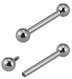 FINE4U 14G Nipple | Tongue Rings Piercing Jewelry Titanium - ASTM F136 Titanium Straight Barbell for Women & Men, Internally Threaded Hypoallergenic (14G × 14mm × 4mm)
