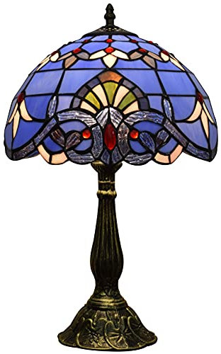 CAPXXIN Lampe Tiffany Violet Style Baroque vitrail Lampe de Chevet Abat-Jour Lavande Base Antique utilisée dans Le Bureau Lampe de Lecture Salon Chambre Bar Art Artisanat Cadeaux W12H19 Pouces Needed