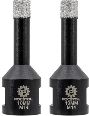 FOCSTOL Diamant Fliesenbohrer 2 Stück 10mm Vakuumgelötete Diamant Lochsäge für Porzellan Keramik Fliese Marmor Granit Stein Quarz M14 Gewinde
