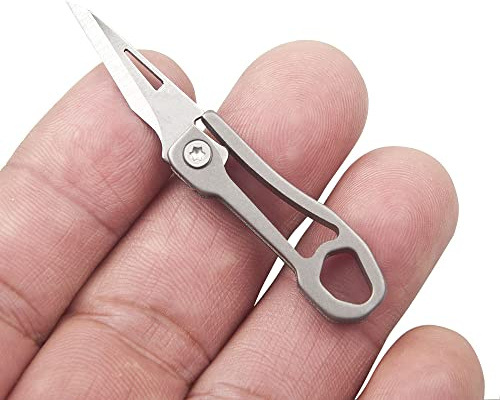 SAMFUNG Ein mini-klappmesser, ein edc-pack-messer, 1 zoll blechtamme aus edelstahl, riemen aus titan, eng gepolstert und leicht