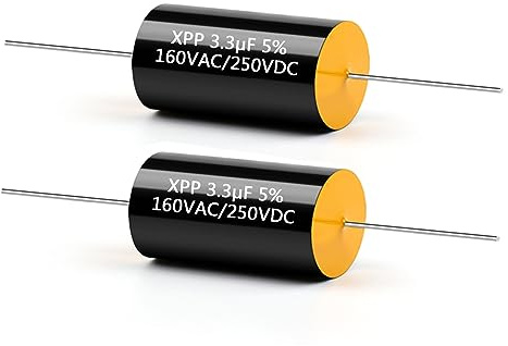 Cermant Lot de 2 condensateurs diviseurs de fréquence 250 V 3,3 UF pour haut-parleur audio séparateur de fréquence croisé Film polypropylène Condensateur sans polarité
