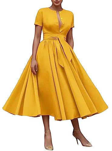 EODJXIO Vestito Tubino Donna Corto Abito Corto Cerimonia Donna Paillettes Abito Elegante Donna Cerimonia Raso Abito Boho Lungo Vestito Lungo Donna Elegante Fucsia