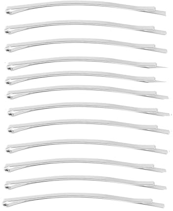 Mytoptrendz® Haarklammern, extra lang, klassisch, breit, stark, Jumbo-Metall-Haarspangen, breit, flach, kurvenförmig, Haarnadeln für Damen, dick, lang, Hochsteckfrisur, Silber, 8 cm, 12 Stück