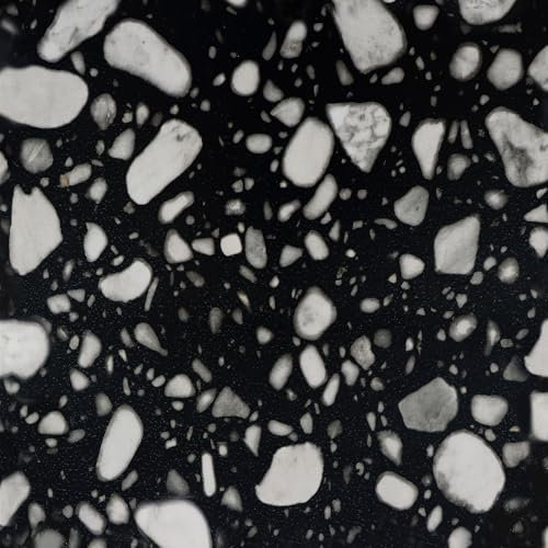 VaryStyle Black and White Terrazzo Peel and Stick Floor Tiles Waterproof Bathroom Flooring Tiles 18 Sheets Vinyl Flooring Removable Temporary Sticky Tile for Floor Kitchen Living Room Renters 12x12