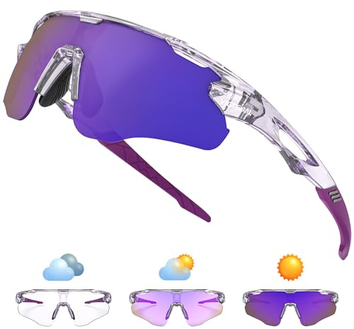 Victgoal Fahrradbrille Herren Damen Selbsttönend, TR90 Rahmen, UV400 Schutz