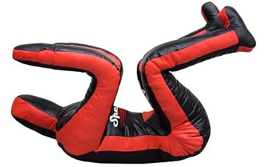 MMA Grappling Dummy Judo Karate Boxsack Dummy BJJ Wrestling Dummy Praxis Kampfsport Boxen Stehposition Brazilian JIU Jitsu Submission Training - ungefüllt (Schwarz Rot, 170 cm)