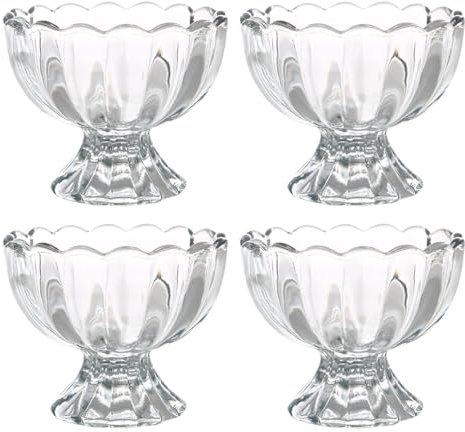 Bafnsiji Insieme della Ciotola del Gelato di Vetro, Ciotole di Dessert Footed, Ciotole di Vetro del Dessert, Bicchieri di Vetro della Coppa, Insieme dei Piatti di Vetro del Dessert 4, 200ml