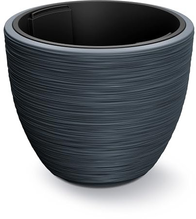 Casaria® Pot de Fleurs Anthracite Rond 40x32cm résistant aux intempéries jardinière Bac à Fleurs Cache-Pot Pot cannelé