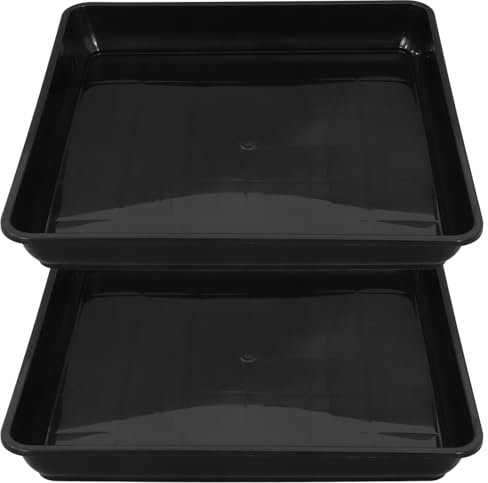 POPETPOP Paquete de 2 platillos cuadrados para plantas: bandeja de goteo de agua para plantas de plástico grueso, bandejas de recogida de agua para interiores y exteriores, 41 x 41 x 5,5 cm