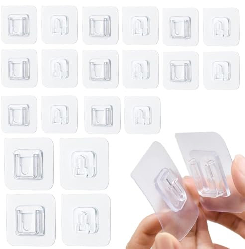 WOXJENA Klebehaken 10 Paar Set Transparent，Klebehalterung, kein Bohren erforderlich, selbstklebende doppelseitige Wandhaken，abnehmbar, geeignet für Küche, Bad, Wohnzimmer