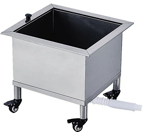 Fregadero de fregona de piso comercial, Fregadero de fregona de acero inoxidable móvil con rodillos, Fregadero de servicio de fregona de baño de balcón Fregaderos de servicio pesado