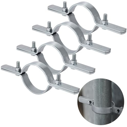 MorningRo 4 Pcs 4 Inch Pipe Riser Clamps Vertical Hanger Support, Galvanized Steel Rigid Tube Brackets Metal Pipe Hanger for Copper, Iron, Cpvc, Pex Duct Fastening