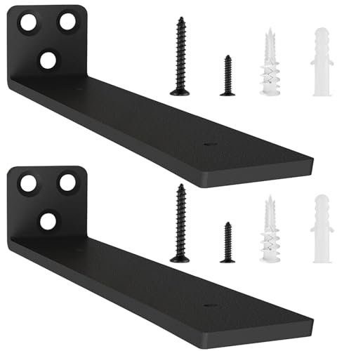 2 Pezzi Supporti per Scaffali, Staffe per Mensole Pesanti, Supporti Mensola Reggi Mensola Porta Mensole da Muroper la Casa, la Cucina e l'ufficio | 25cm, Portata 70 Kg (Nero) 10in