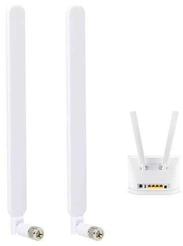 EuAcesry Antenna Esterna 4G LTE SMA Maschio 10dBi, 2Pcs Antenna WiFi pc per LTE Router, Modem, Gateway Cellulare, Telecamera, Telefono di Casa, Amplificatori di Segnale - Bianco