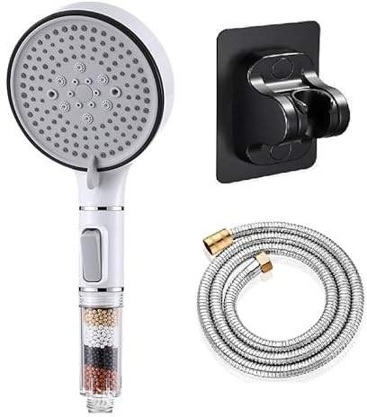 Pommeau de Douche, pommeau de Douche Filtre,Douchette main haute pression avec 5 types,douchettes à main filtrées avec flexible de 1,5m, SPA Pomme de Douche pour eau dure, chlore résiduel (Stlye a)