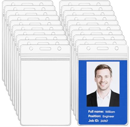 20 Stück A6 große vertikale Ausweishalter: wasserdicht, Hochformat, transparent, Ausweishülle, Kunststofftasche, 17 x 11,5 cm, Kartenhülle, Namensschild, Ausweishalter, für Büro, Konferenz, Geschäft