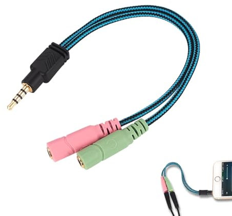 Sdoppiatore Cuffie Jack 3.5mm per Microfono, Adattatore Splitter Audio Maschio a 2 Femmine, Cavo Y Jack 3.5mm Stereo per PS4, Xbox, Smartphone, Tablet, Laptop, Console di Gioco, Auricolari e Microfono