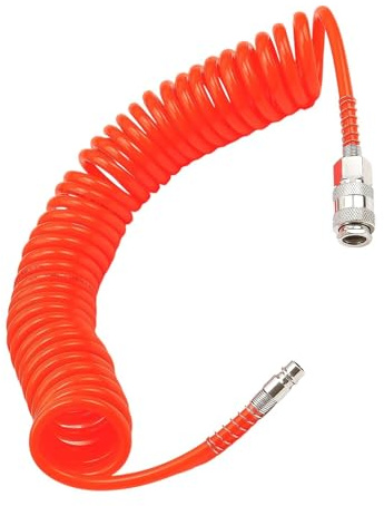 TIANLIN 6 Mètres Tuyau Compresseur D'air, PU Flexible Compresseur Air, Équipé D'un Raccord Rapide 1/4 Pouce, Antidéflagrant Tuyau Compresseur, Diamètre 5 × 8 mm (Pression Maximale 10 bar) (Orange)