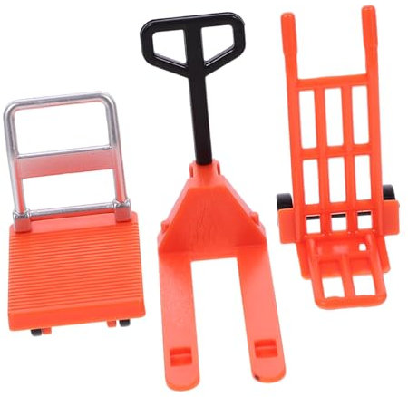 IMIKEYA Mini Chariot Manuel Et Chariot Élévateur Jouet Éducatif pour Garçon Et Filles, Petite Taille, Orange, Ensemble 3 Pièces, Véhicule Miniature De Chantier pour Apprentissage Ludique