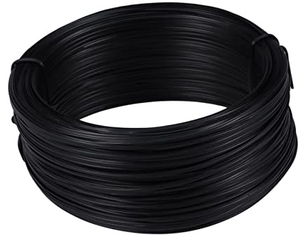 Kisangel Alambre Recubierto de PVC Negro para Jardín, Alambre de Hierro para Atar Plantas, 55 Metros, Flexible y Resistente, Soporte para Jardinería y Manualidades Exteriores