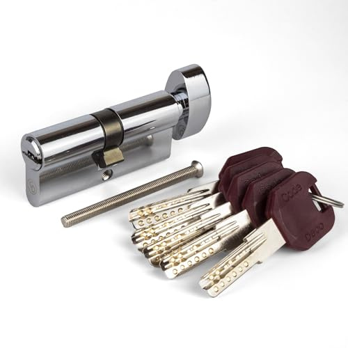 APECS Låscylinder, säkerhetslås, lägenhetsdörr, dubbelcylinder, 110 (50/60C) mm med 5 nycklar, modell CodeDeco ZM-110(50/60C)-C krom