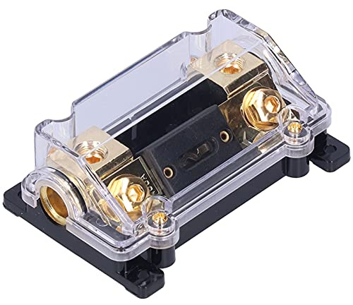 QANYEGN Soporte de fusibles, 1 en 1 out AWG Fuse Distribution Supporter, en línea ANL Bloque con Cubierta Transparente para Mejorar la configuración eléctrica de los vehículos