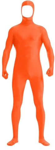 Generisch 2025 Erwachsene Open Face Zentai Cosplay Jumpsuit Orange Karneval Kostüm Ganzkörperanzug Orange Tight Ganzkörperanzug Kostüms Bodysuit für Party Karneval Unisex Catsuit Männer
