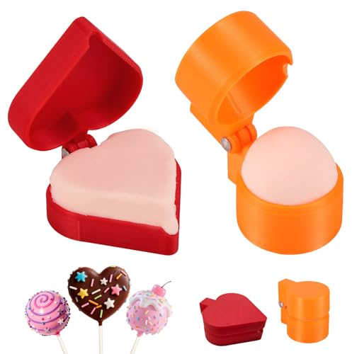 Penitue 2uds Molde para Cake Pops Forma Esfera y Corazón, Cortador y Empujador Cake Pops Plástico PLA Juego Herramientas Repostería Impresas en 3D para Postres Caseros Fiestas Bodas