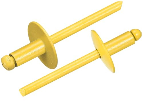 QUARKZMAN 50Pcs 3/16x3/8 Rivetti A Testa Con Flangia Larga, Rivetti Ciechi In Acciaio Al Carbonio Zincato Con Grip E Mandrino, Colore Giallo