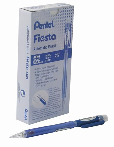 Pentel Fiesta AX105 Druckbleistift, 0.5 mm, Härtegrad HB, blau (12 Stück)