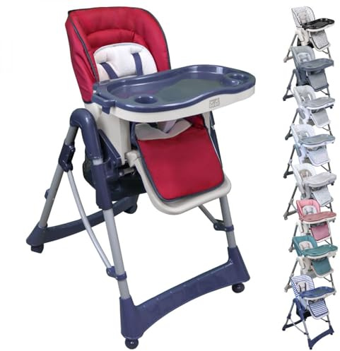 Monsieur Bébé - Chaise haute enfant pliable, réglable hauteur, dossier et tablette - Plusieurs coloris