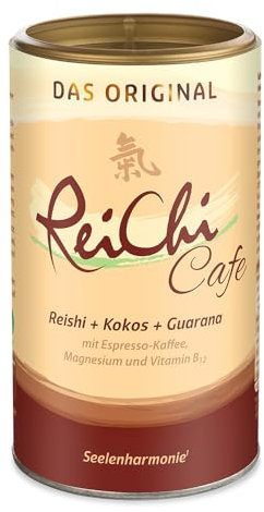 ReiChi Cafe I 180 g, 36 tazze I piacere del caffè esotico I funghi reishi, ginseng e cocco I caffeina da guaranà e caffè I magnesio + B12 I nervi, meno stanchezza¹ I vegan, senza additivi