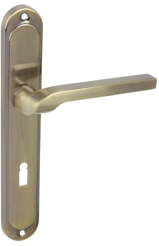 domino Türgriff 72 Drückergarnitur BB-Buntbart Set Langschildgarnitur Türklinke für Zimmertür, Kellertür & Innentür L-Form Türbeschläge aus AluminiumBronze Türdrückergarnitur NEMO M3