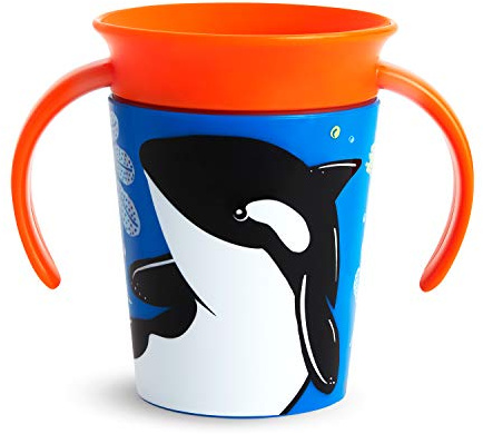 Munchkin Miracle 360° WildLove Trainer Cup| 6 oz/177 ml |Spill-Proof| BPA-Free Toddler Cup with 360° Drinking Edge - Eco-Friendly Packaging |Orca
