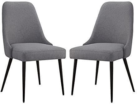 Ball & Cast Juego de 2 sillas de Cocina tapizadas, Modernas sillas de Comedor, Cómoda Silla Lateral Acolchada con Patas de Metal, Gris